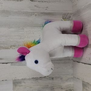 Build-A-Bear white pink rainbow unicorn stuffed animal plush 14"